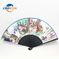 100% natural quality bamboo fans mexican fabric hand fans